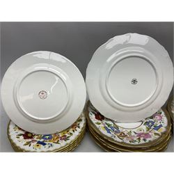 Hammersley Queen Anne pattern, part tea and dinnerwares, to include six dinner plates, five side plates, six soup bowls, teapot, covered sucrier, six teacups and saucers, etc together with six matched dessert plates (40)