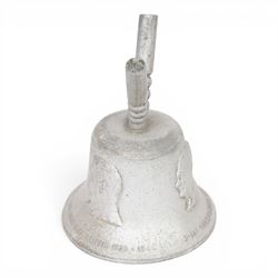 R.A.F. benevolent fund victory bell, cast in metal from German aircraft shot down over Britain 1939-1945, decorated in relief with allied leader, H19cm 