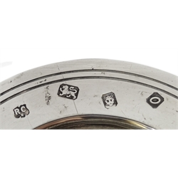 Silver Art Deco christening mug, engraved decoration by Stower & Wragg Ltd, Sheffield 1939, silver scalloped design, pedestal bon bon dish by Mappin & Webb, Sheffield 1956 and a silver small dish by William Comyns & Sons Ltd, approx 9.5oz