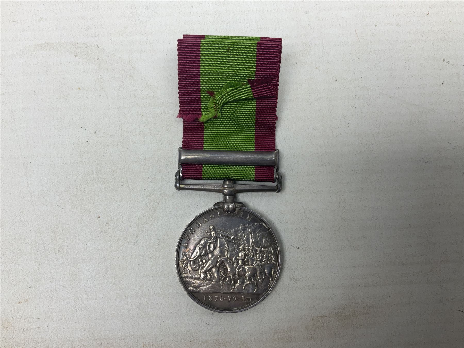 Victoria 2nd Afghanistan War Medal 1878-79-80 with clasp for Kandahar, awarded to 397 Gunr. W. Hogg C. Batt. 2nd Bde. R.A. with ribbon