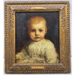 Circle of George Frederic Watts (British 1817-1904): Portrait of a Young Child, oil on canvas unsigned 34cm x 29cm