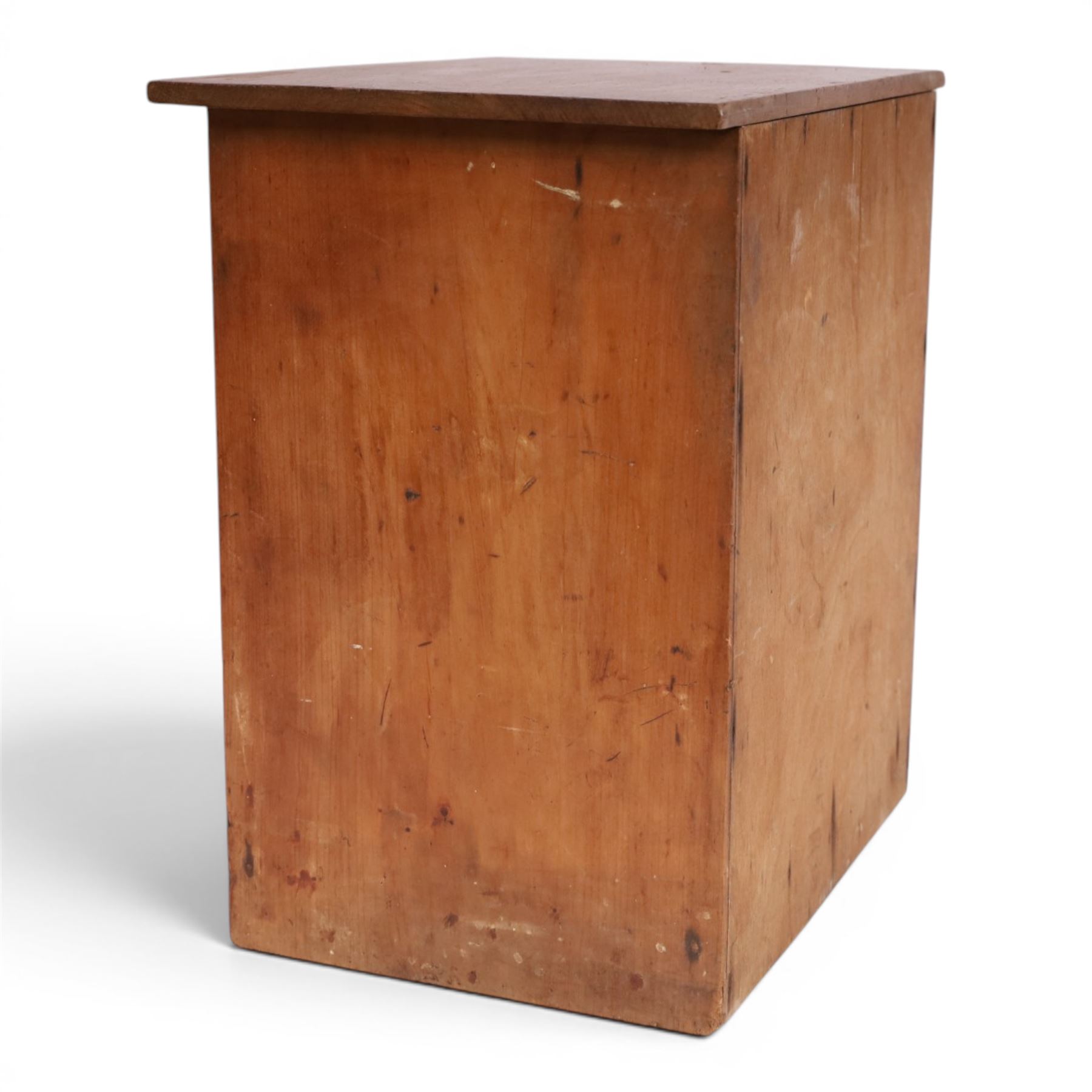 Miniature pine table top chest of twelve drawers, H35cm