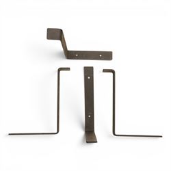 Pair of rustic pine shelves with metal brackets