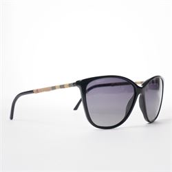 Burberry - pair of oversized sunglasses, with gradient tinted lenses in a black frame, the arms with signature check detail, with original hard case