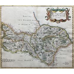Robert Morden (British c.1650-1703): 'The North Riding of Yorkshire', early 18th century engraved map with hand colouring 35cm x 41cm