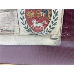 Large 18th century framed and glazed Indenture for King George III to George Rivers, Lord Rivers of Straths Saye, including frame H92.5cm L107.5cm