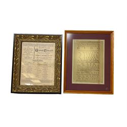 1917 Grand Concert programme, for Town Hall, Abergavenny in gilt frame together with leaflet for Dido, for Theatre Royal in Drury-Lane, by His Majesty's Company, also framed, largest L37cm 