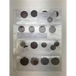 Interesting collection of 18th century and later Commonwealth and international coins, including India, Rhodesia, South Africa, Spain, Italy, Netherlands, Palestine, Russia, canada, Greece, Jersey, Guernsey, Germany, France, etc, including many silver examples
