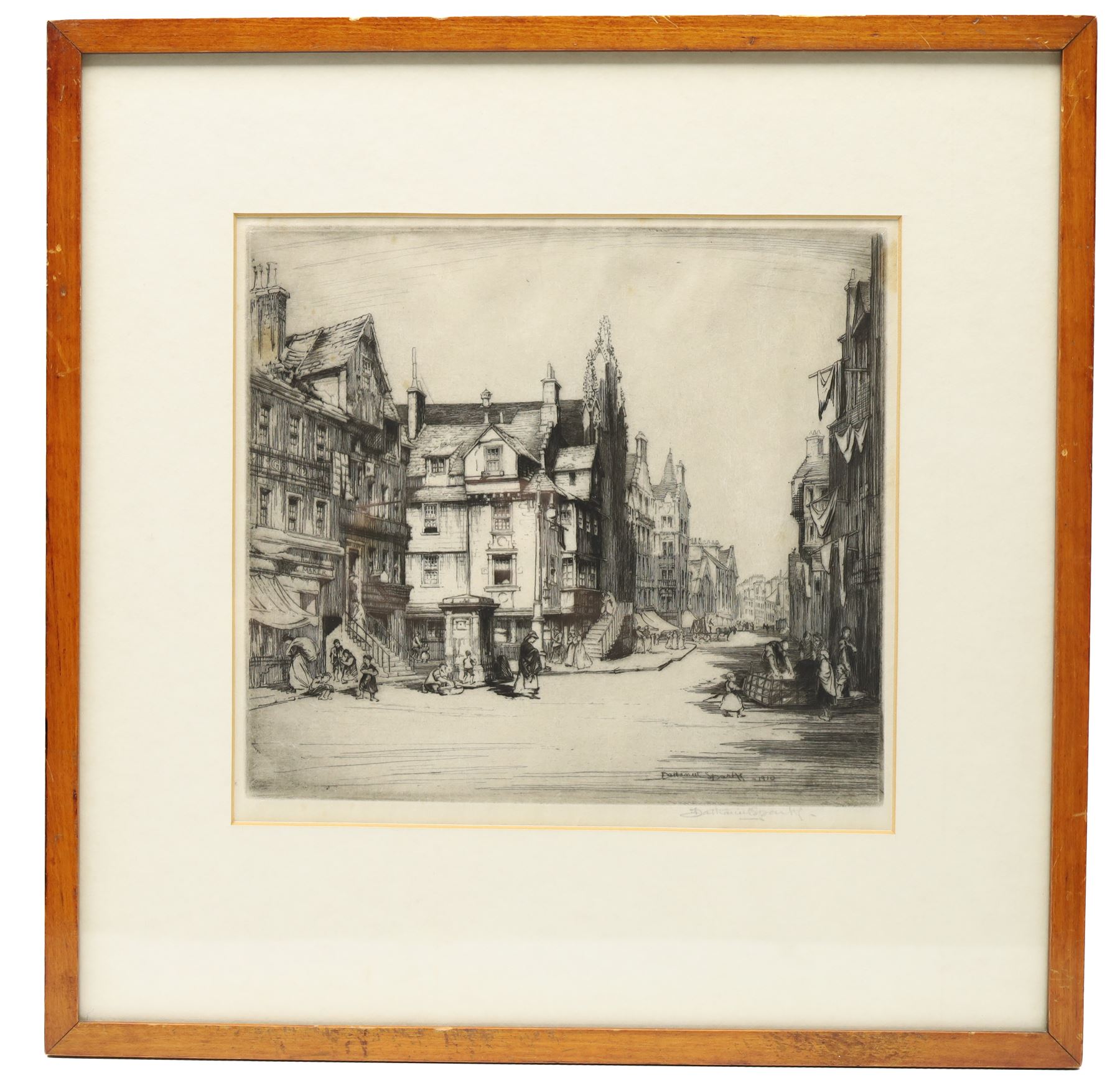 After Robert Morden (British 1650-1703): 'The County Palatine of Chester', hand coloured etching; together with a collection of architectural etchings and ink drawings, variously signed max 38cm x 47cm (6)