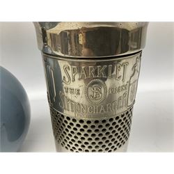 Sparklet 'The Prana' soda siphon charger, together with a Sparklets 'Globemaster' soda siphon in blue, circa 1960-80, tallest H38cm