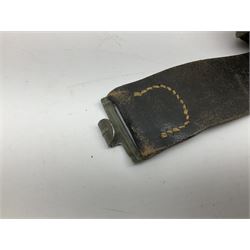 WW2 German 'SS' leather belt with six pouches (one containing unused field bandage) and buckle inscribed 'Meine Ehre Heifst Treue'; belt marked 0/0836 0029