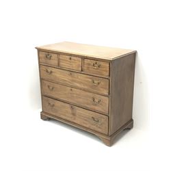 Georgian mahogany chest, three short and three long cockbeaded drawers, shaped bracket supports
