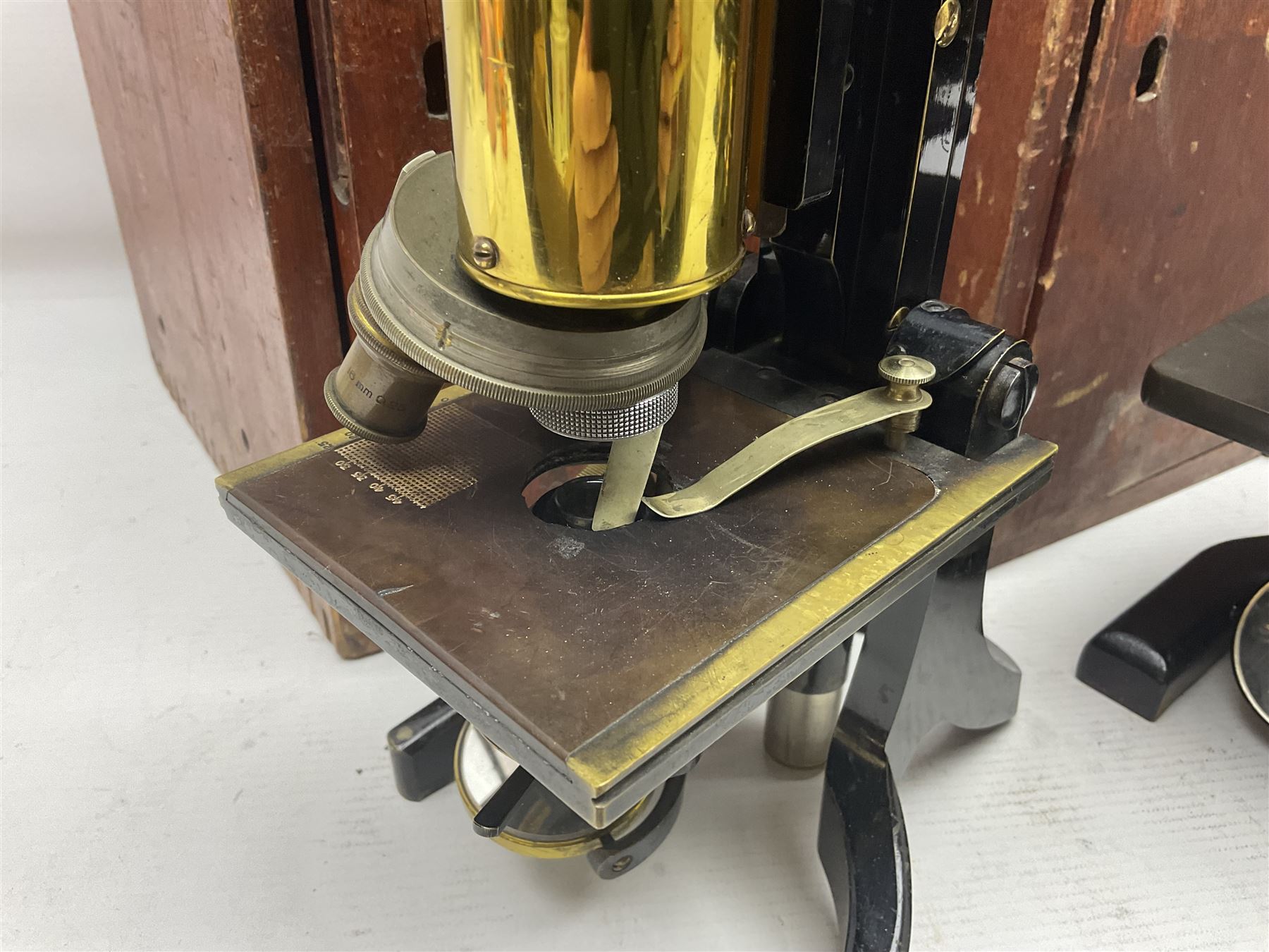 Three boxed microscopes, comprising Hawkslay & Sons Spencer Buffalo microscope no 68177, J Swift & Son microscope and R & J Back microscope no 30241