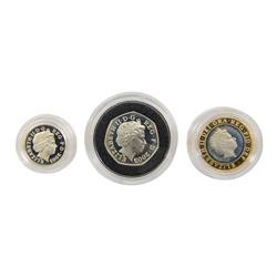 The Royal Mint United Kingdom 2003 and 2004 silver proof piedfort three coin collections, both cased with certificates
