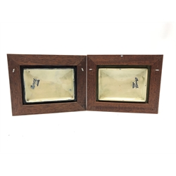  Two Moorcroft framed rectangular box lids decorated with floral sprays, 16cm x 13cm overall (2)  