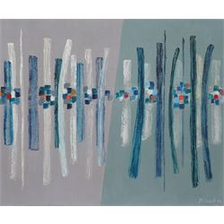 Druie Bowett (British 1924-1998): 'Verticals', oil on canvas signed, titled and dated 1974...