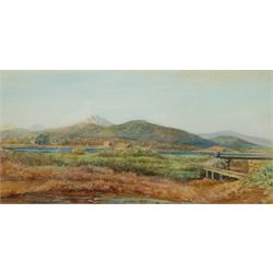 Waller Hugh Paton (Scottish 1828-1895): 'Scottish Landscape', signed with monogram and dated 1882,  16cm x 33cm