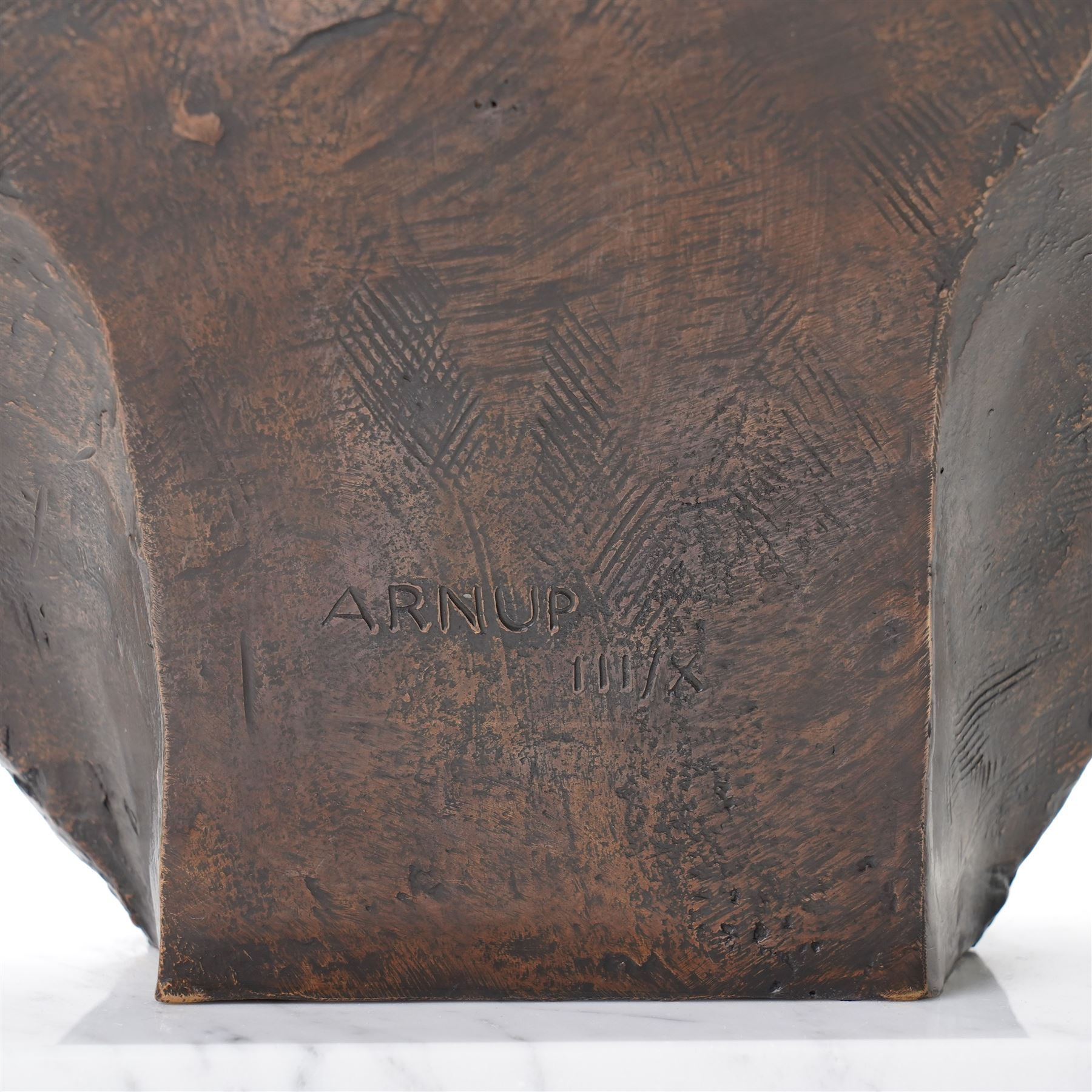 Sally Arnup, FRBS ARCA (1930-2015): Labrador, bronze, signed and numbered III/X, mounted on white marble base, H30cm 