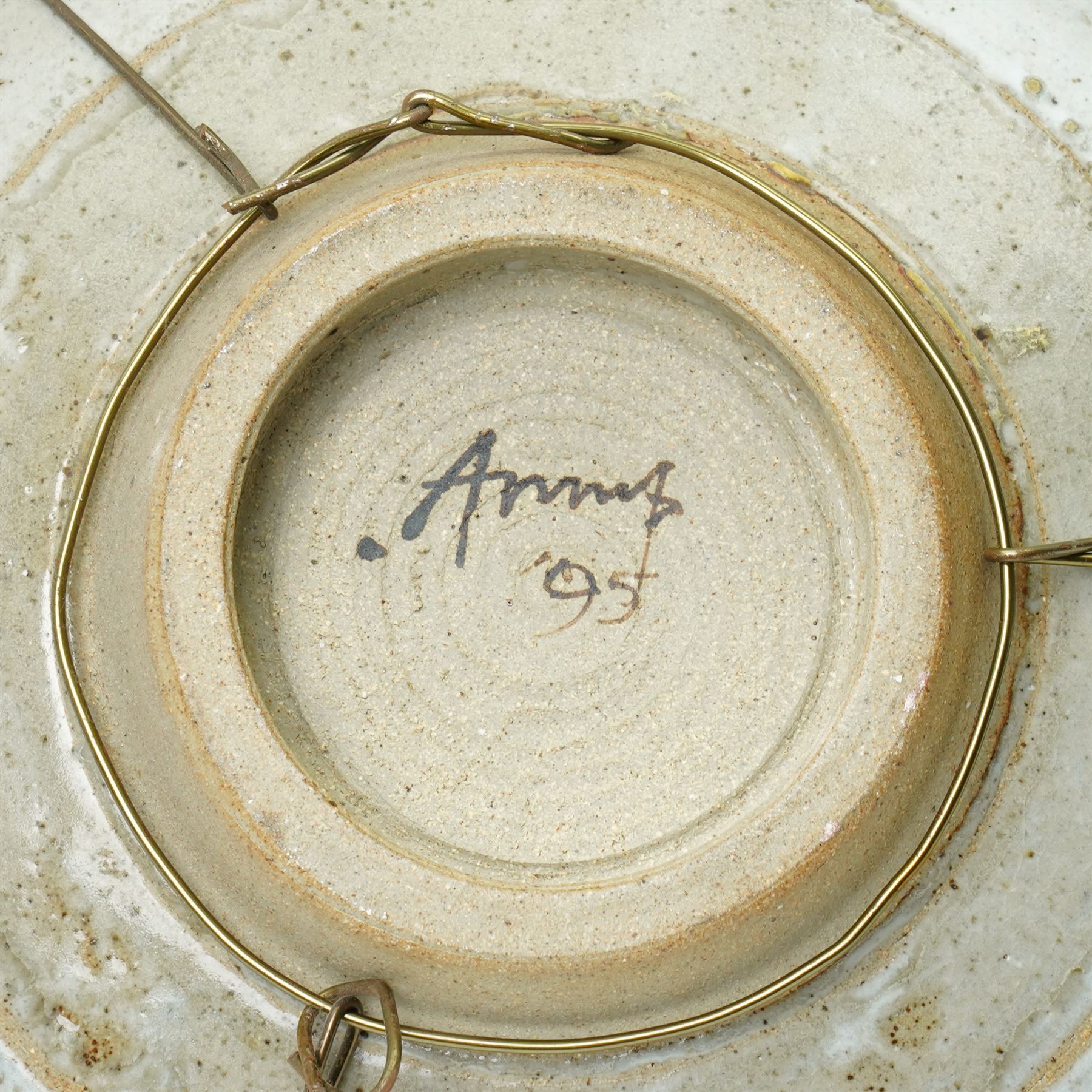 Mick Arnup (British 1925-2008): stoneware bowl, decorated in mottled glaze with abstract floral decoration, incised signature to base D37cm 