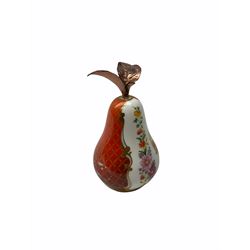 Three Royal Worcester candle snuffers, in the form of a pear, a pineapple and a champagne bottle from the Millennium Collection, the tallest H12cm all with printed mark.  