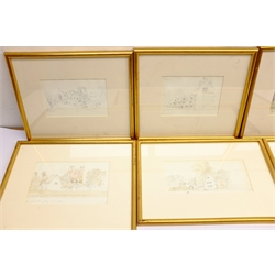 John Johnson (British 1843-1920): Architectural Studies, eight pencil and watercolour sketches variously signed, titled and dated, max 13cm x 20cm (8) 
Notes: Johnson was a British architect most notable for designing the Jubilee Clock Tower in Brighton; these sketches were taken from his Architectural Association sketchbook 1897-1904.