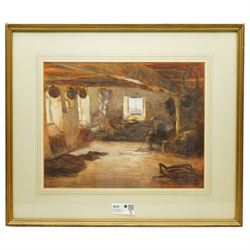 Neville Sidebottom (British fl. 1910-1914): Sailmaker's Workshop, watercolour signed and dated 1909, 36cm x 44cm