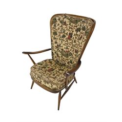 Ercol - mid-20th century 'Tall Back Easy Chair', with upholstered seat and back cushion