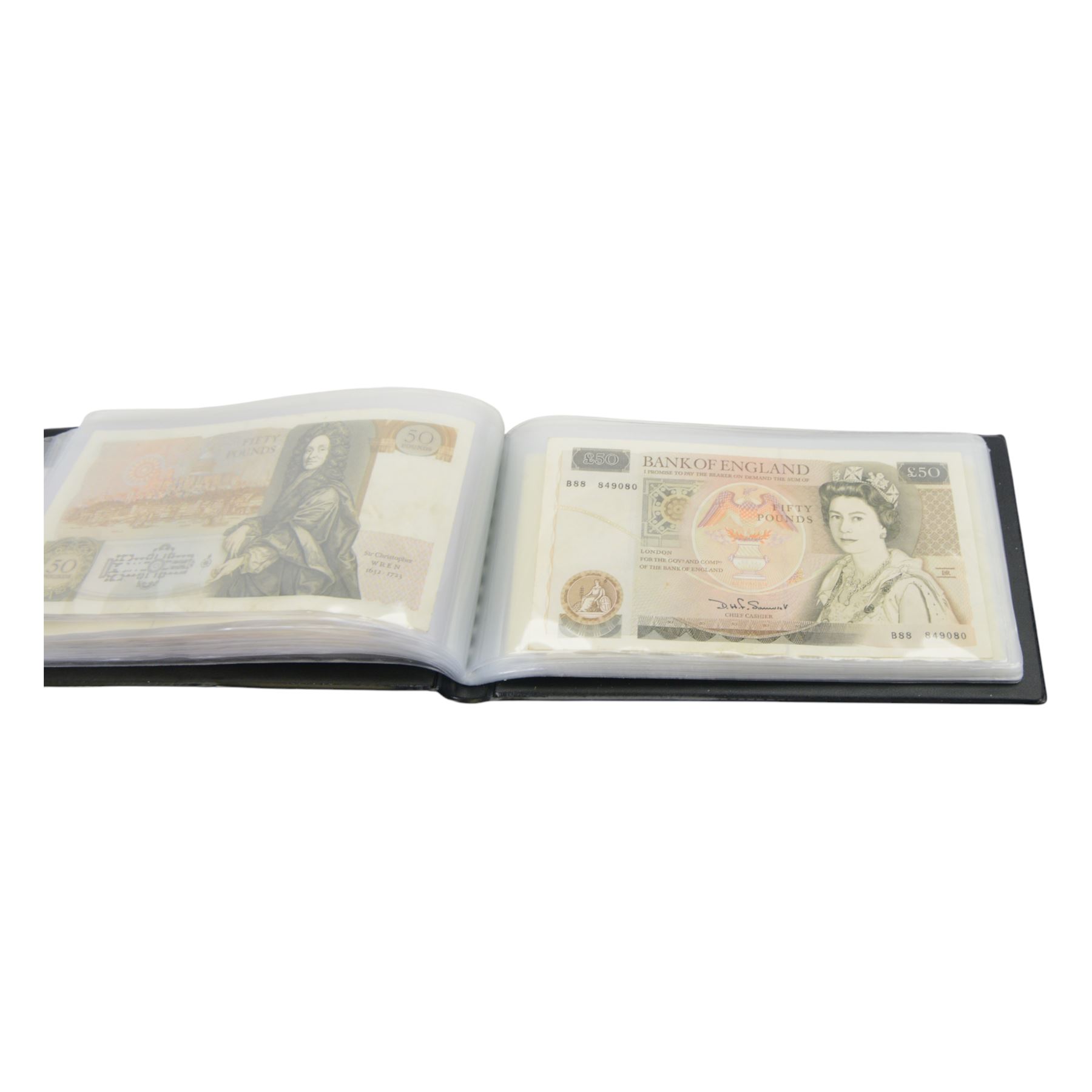 Collection of Bank of England notes, comprising Fforde ten pound (1), Page ten pound (2), Somerset fifty pound (3), Gill fifty pound (4), Kentfield fifty pound (4), total face value 580 GBP