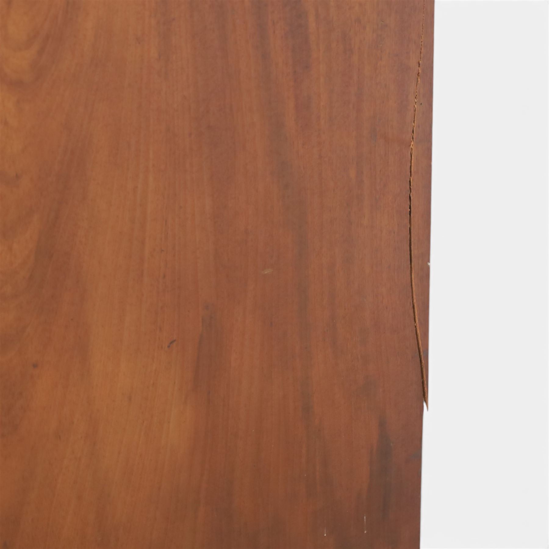 Edwardian walnut double wardrobe, fitted with two panelled doors, opening to reveal fitted interior with hanging space, three sliding linen trays and three drawers