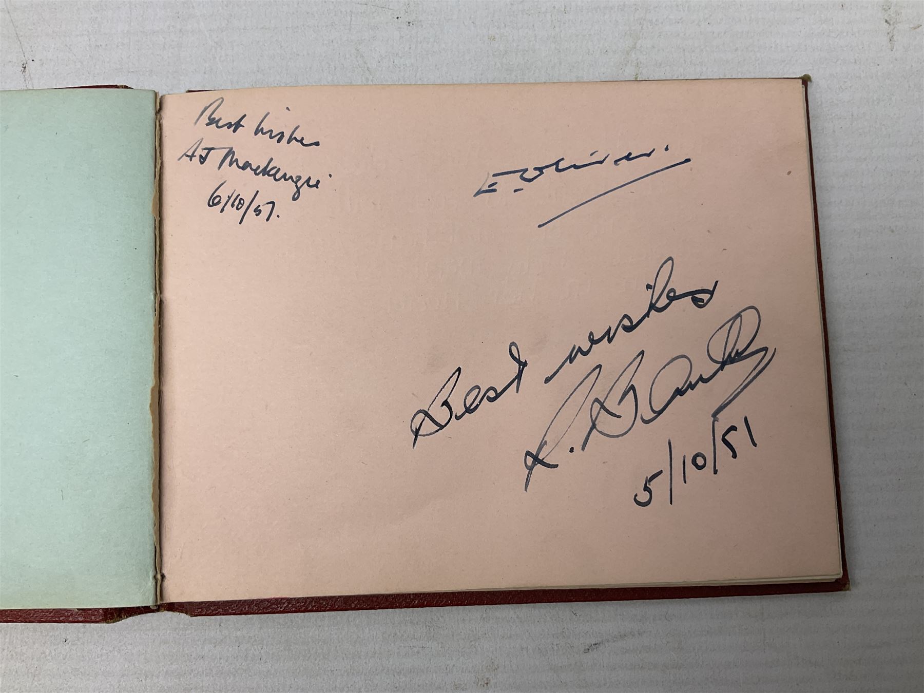 Mid 20th century autograph book, to include autographs from Beverley Sisters, Reg Varney, Ronnie Verrell, Betty Mitchell, etc, poems and verses etc