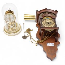 Reproduction Dutch wall clock and a Schatz 365 day clock under glass dome shade (2)