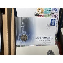 Approximately one hundred and fifteen Royal Mint coin covers, in two ring binder folders and loose, together with approximately 53 grams of Great British pre-1920 and approximately 68 grams of Great British pre-1947 silver threepence coins, and a small quantity of further pre-decimal coins