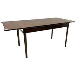 Regency design mahogany extending dining table, rectangular top with extending canted corners, pull-out action with additional leaf (84cm x 136cm - 182cm, H76cm); set of eight Regency design mahogany dining chairs with rope twist rails