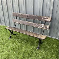 Cast iron and wood slatted garden bench - THIS LOT IS TO BE COLLECTED BY APPOINTMENT FROM DUGGLEBY STORAGE, GREAT HILL, EASTFIELD, SCARBOROUGH, YO11 3TX