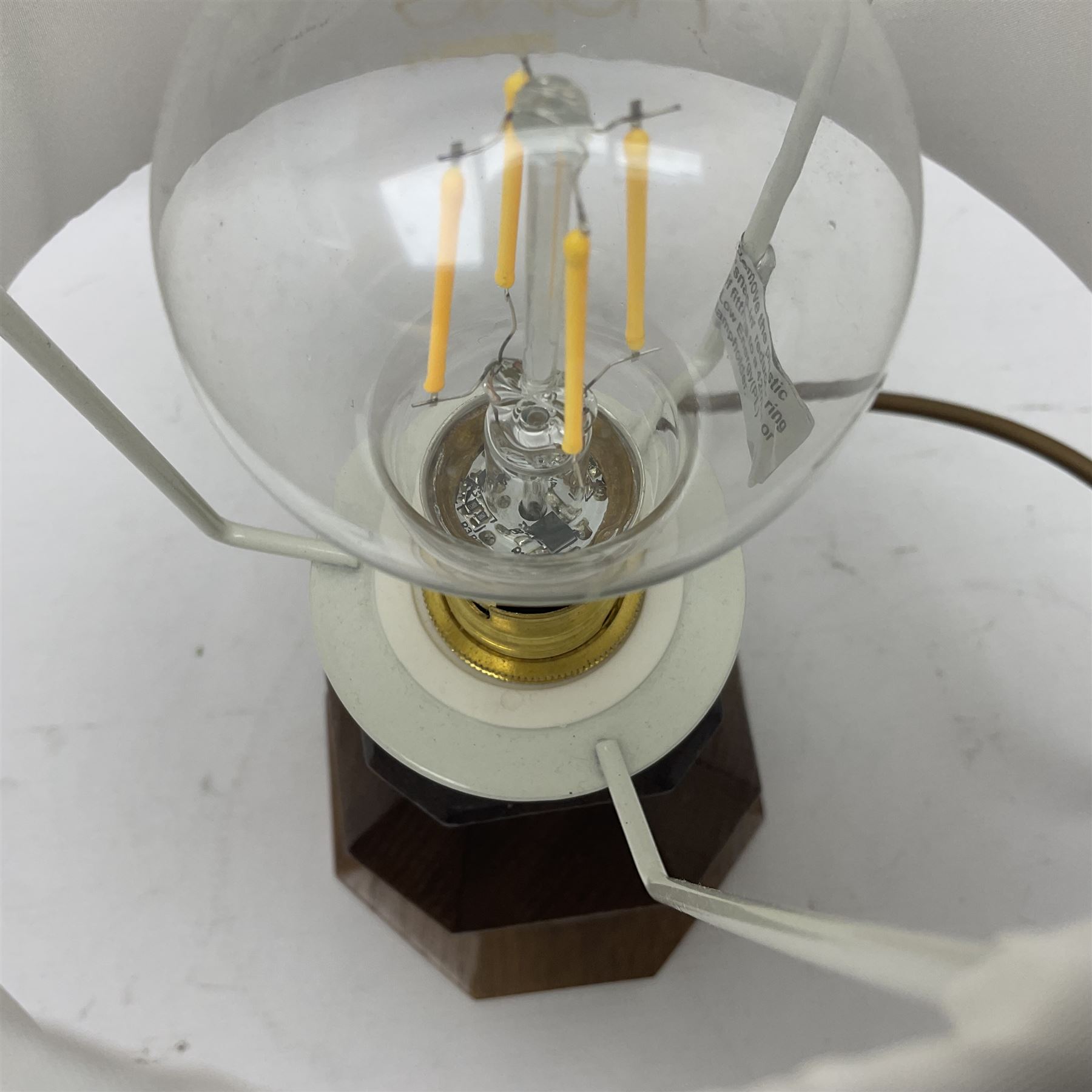 Acornman - oak table lamp, stepped and canted rectangular form on octagonal base, carved with acorn signature, by Alan Grainger, Brandsby, York