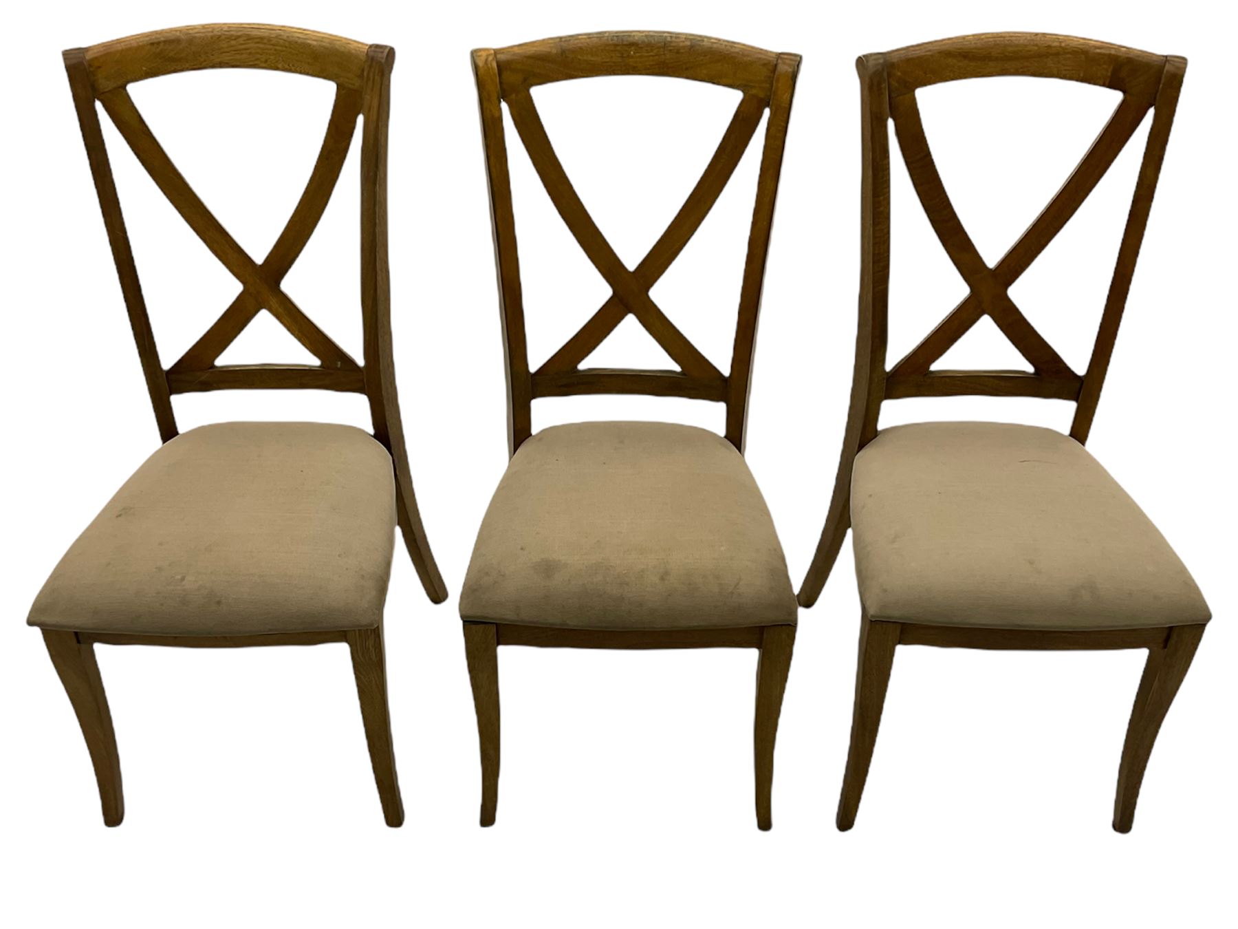 Willis & Gambier - mango wood and flagstone extending dining table with additional leaf, and set six dining chairs 