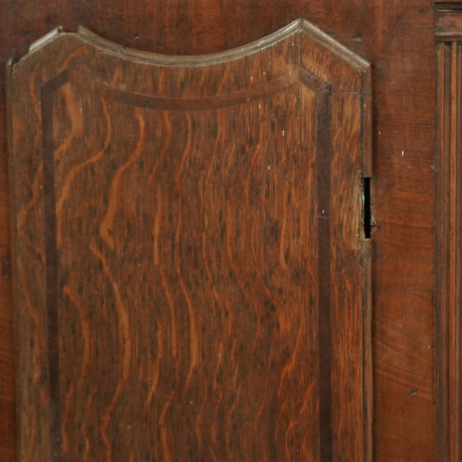 Three empty oak longcase clock cases-for restoration , parts, repair, and two 30hr chain driven movements with 12