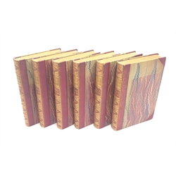  Pratt Anne: The Flowering Plants, Grasses, Sedges, and Ferns of Great Britain. Six volumes. Illustrated with colour plates. Uniformly bound in red half leather with gilt panelled spines and marbled boards  