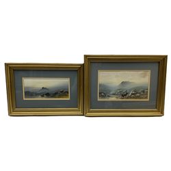 Frank Holme (British early 20th century): Moorland Landscapes with Tors, near pair gouaches signed max 14cm x 24cm (2)