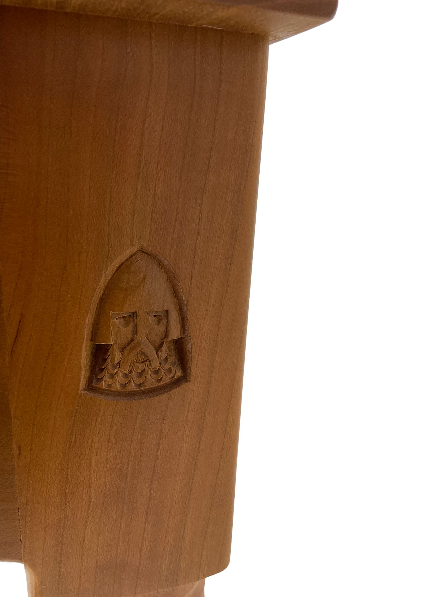 Knightman - cherrywood side or console table fitted with two drawers, on tapered turned supports by Horace Knight workshop of Balk, Thirsk