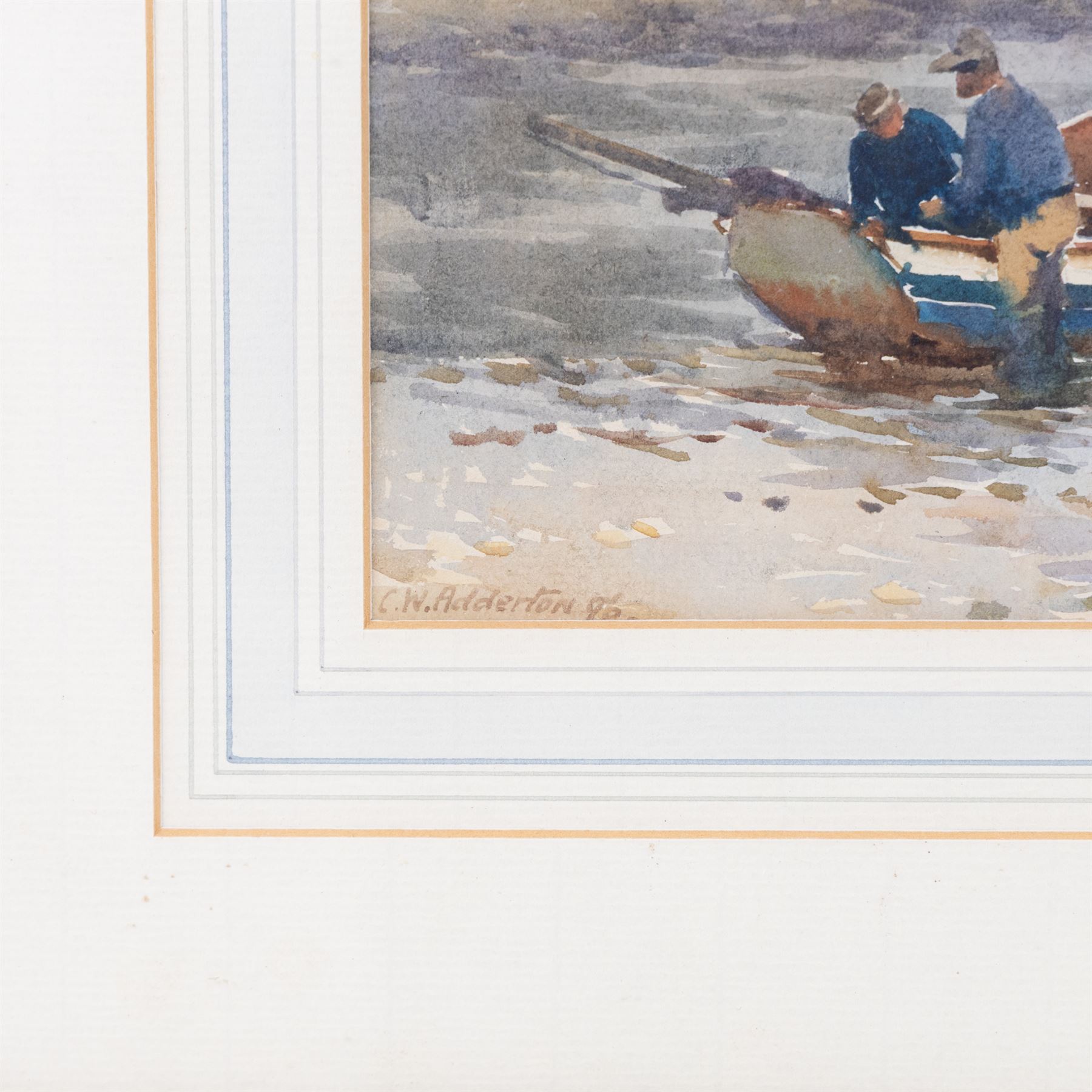 Charles William Adderton (British 1866-1944): Flamborough Boats, watercolour signed and dated '96, 17cm x 24.5cm 