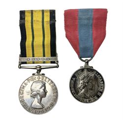 Elizabeth II Africa General Service Medal with Kenya clasp awarded to 22995278 Spr. D. Penrose R.E.; and Elizabeth II Imperial Service Medal awarded to George Henry Cox; both with ribbons (2)