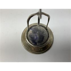 Silver hallmarked novelty pin cushion and pocket watch stand modelled as a wish bone