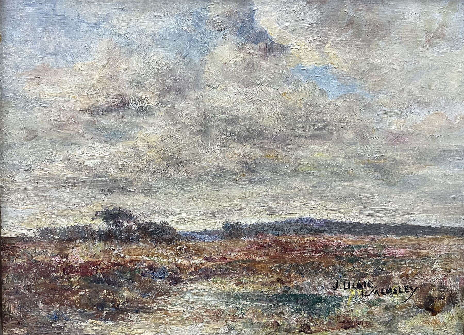 James Ulric Walmsley (British 1860-1954): 'The Moors on the way to Falling Foss - Robin Hoods Bay', oil on panel signed, titled verso 25cm x 33cm