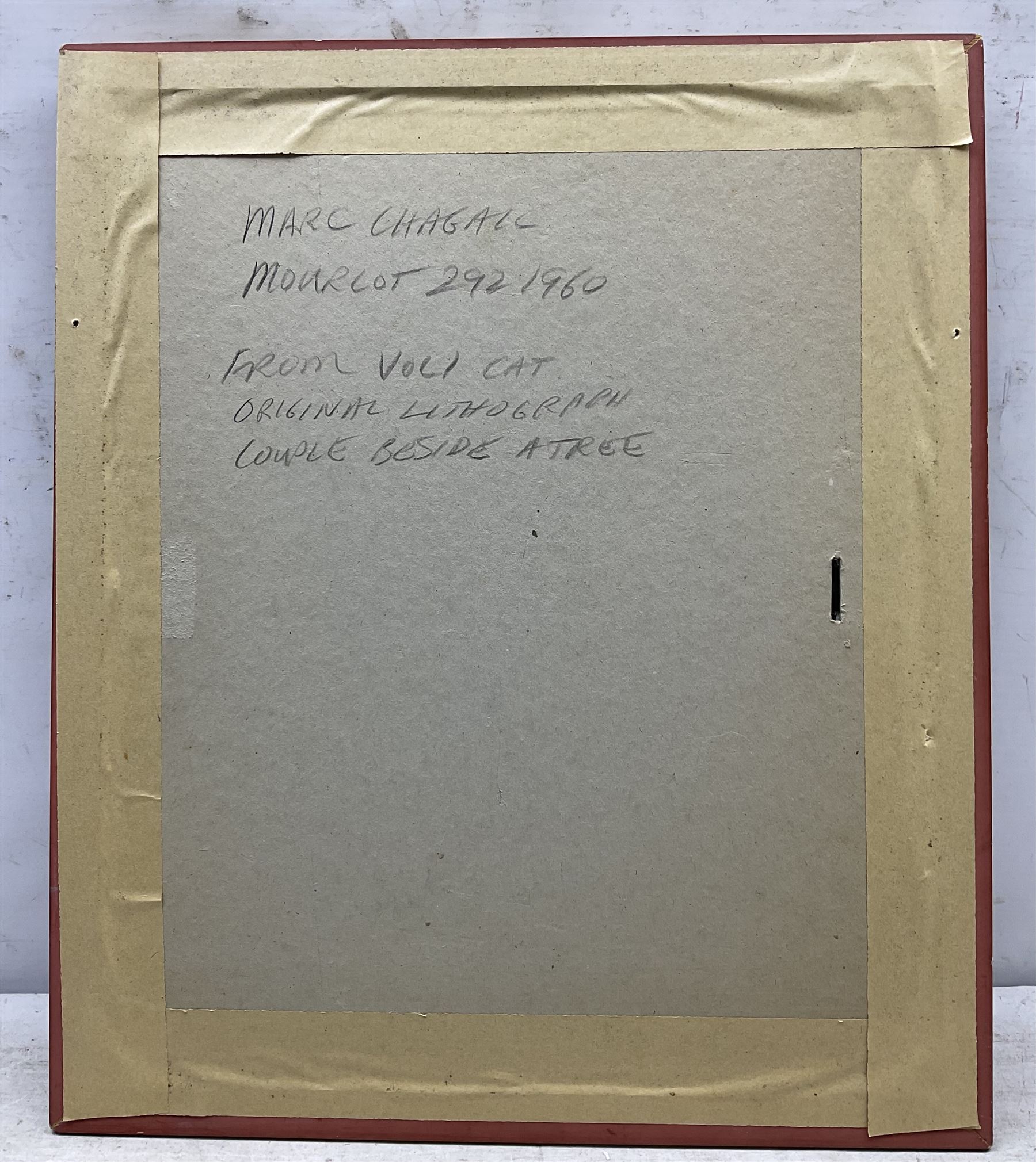 Marc Chagall (Belarusian/French 1887-1985): 'Couple Beside a Tree', lithograph unsigned, inscribed verso 32cm x 24cm 