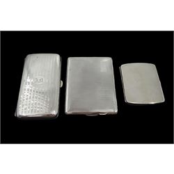 Three silver cigarette cases by Smith & Bartlam, William Neale & Son and James Deakin & Sons, all hallmarked, approx 10.5oz