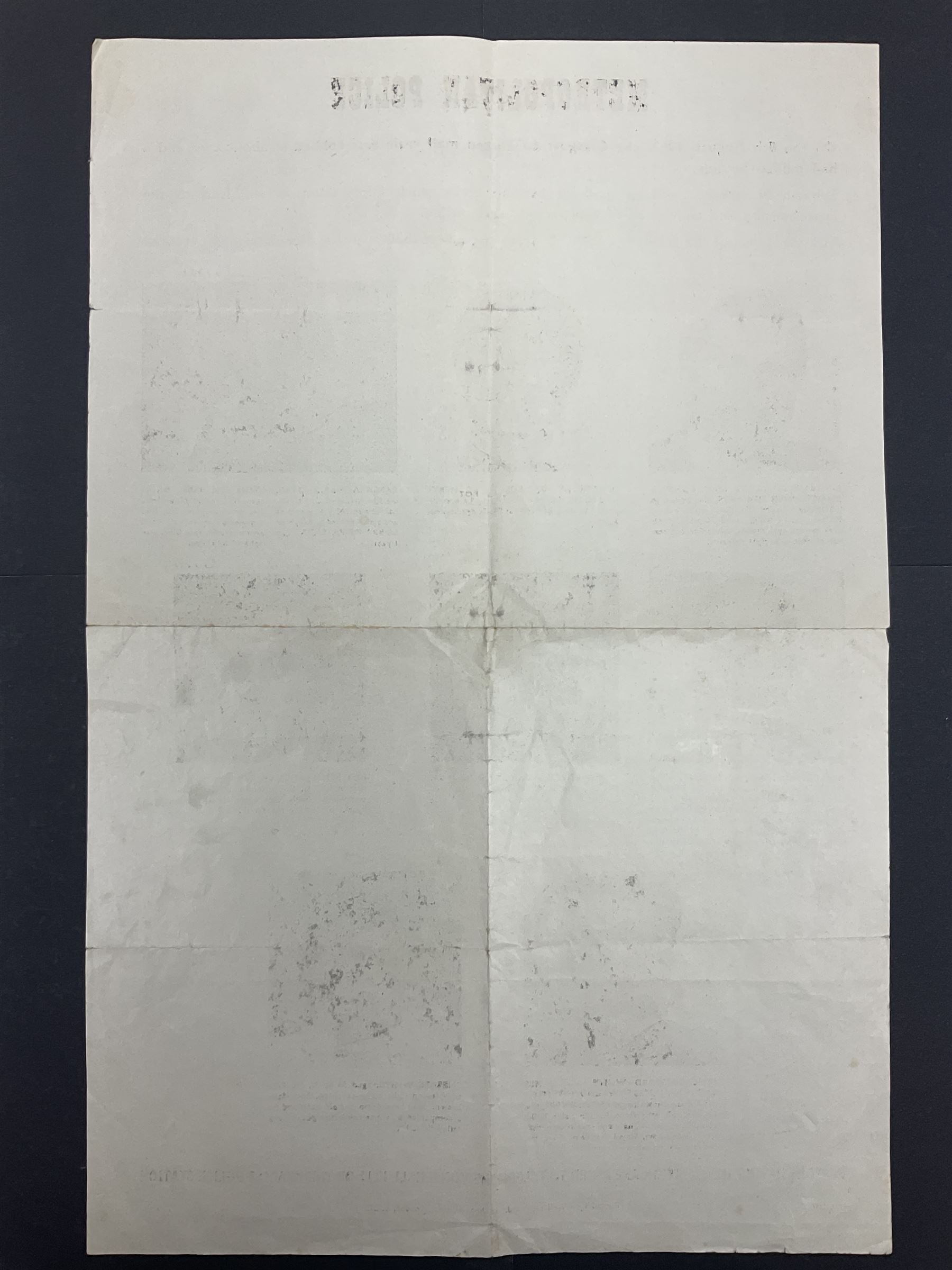 Great Train Robbery; Metropolitan Police printed poster, 'The Assistance of the public is sought to trace the whereabouts of the after described persons .....', printed by Wavell Press Ltd, 1963
Provenance by vendor repute: The poster was given to the vendor in 1985 by a colleague who was previously a detective sergeant of the Metropolitan Police, who had as a junior officer and worked on the case  of the Great Train Robbery. The hand written dates they were written on the poster when they were arrested   