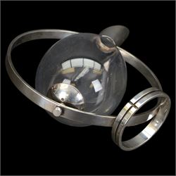 Christofle Fidelio wine decanter, the glass decanter held in a circular band silverplate frame standing on a round foot, with makers mark on the band, H25cm