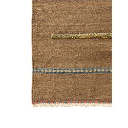 Shiraz Kilim rug, decorated with multi-coloured and patterned horizontal lines 