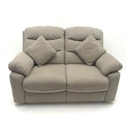  Pair La-z-boy Anna two seat sofas upholstered in latte fabric with scatter cushions, W165cm (2)  